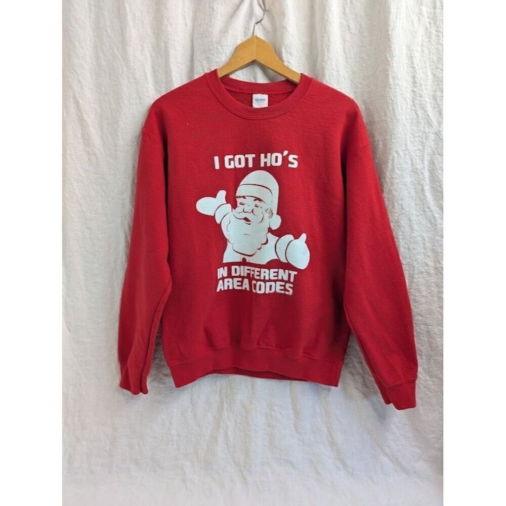 Funny Christmas crew Sweatshirt "I got ho's in different area codes" Medium V8